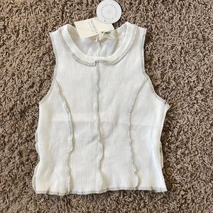 Brand new white Crop top with gray trim